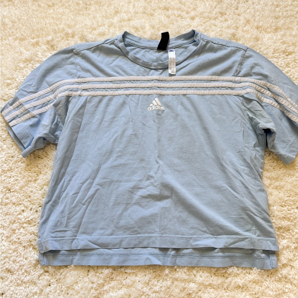 Cropped Baby Blue Adidas Tee